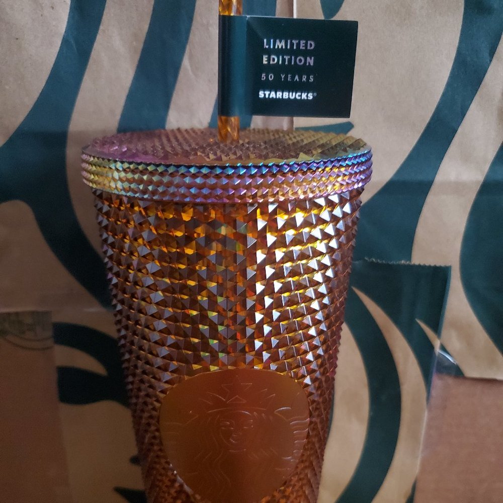 Starbucks 50th Anniversary Gold Studded Cup BRAND NEW 24 oz